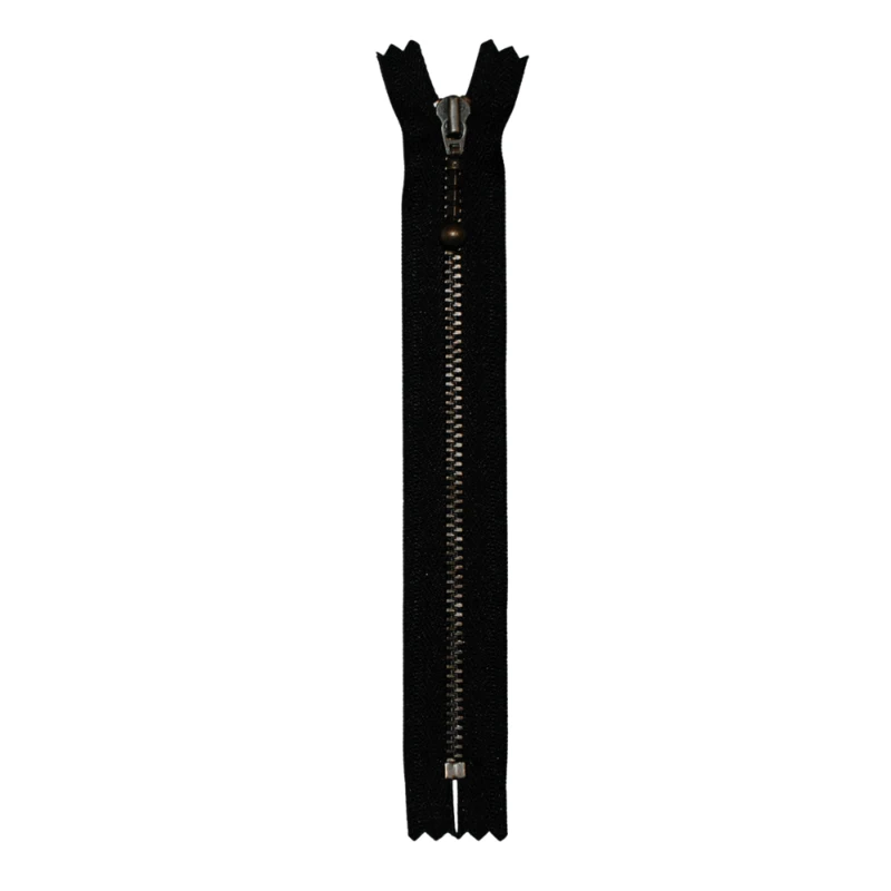 YKK Fixed Zipper Antique Brass 4 mm 23 cm 580 Black