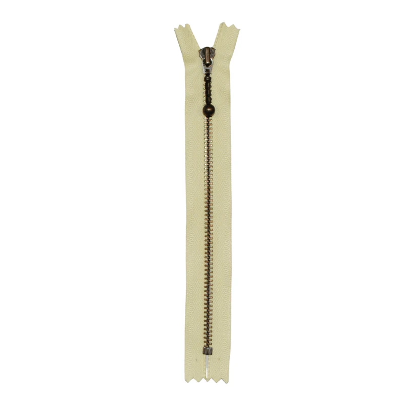 YKK Fixed Zipper Antique Brass 4 mm 23 cm 345 Dusty yellow
