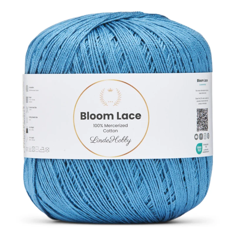 LindeHobby Bloom Lace Mercerized Cotton 16 Denim blue