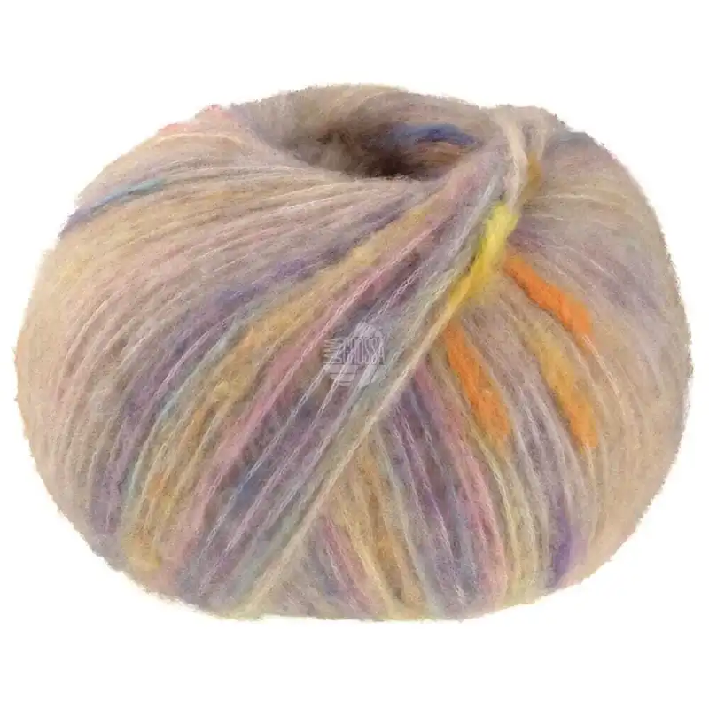 Lana Grossa Cassata 07 Light beige/yellow/orange/jeans blue/pink