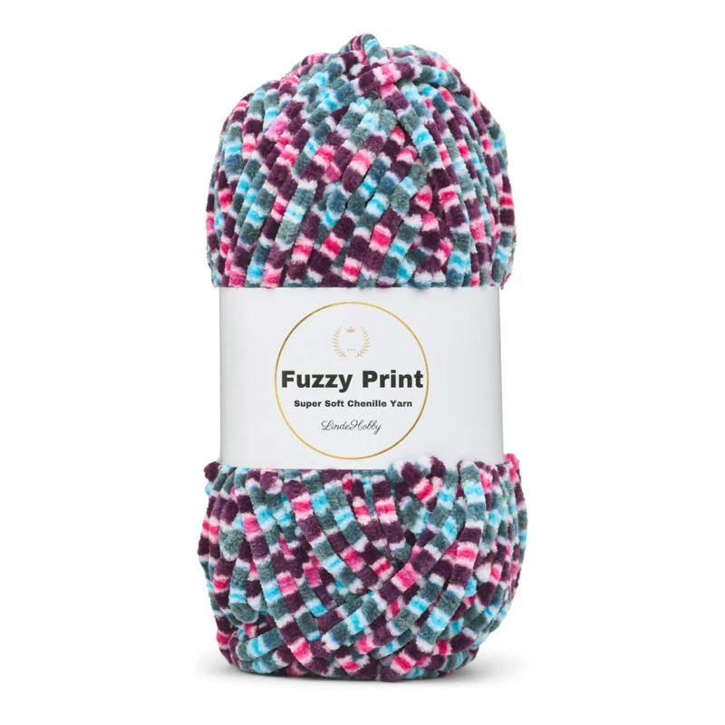LindeHobby Fuzzy Chenille Print 06 Liquorice allsorts