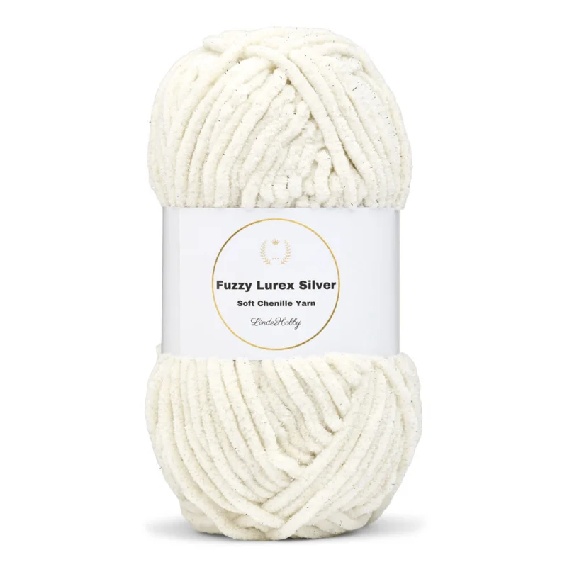 LindeHobby Fuzzy Chenille Silver Lurex 10 Cream (light beige)