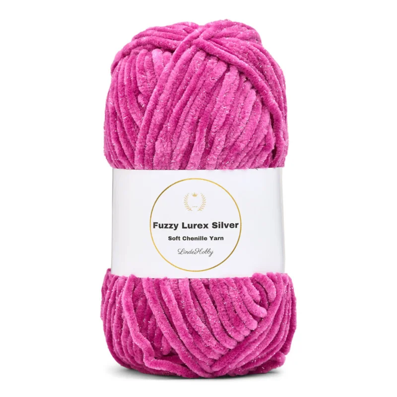 LindeHobby Fuzzy Chenille Silver Lurex 44 Light fuchsia