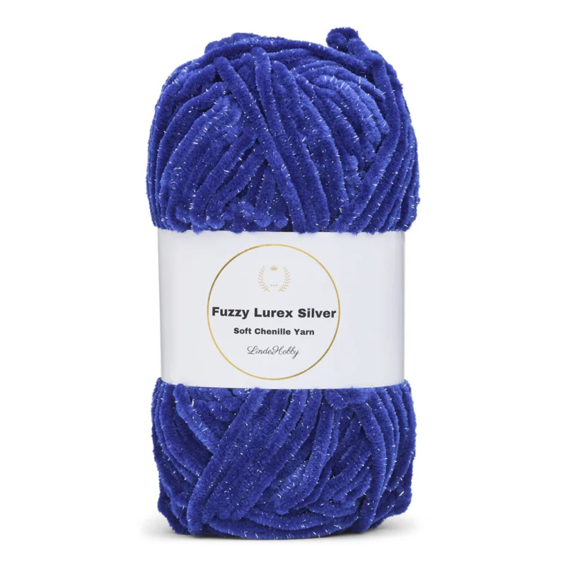 LindeHobby Fuzzy Chenille Silver Lurex 26 Sax blue