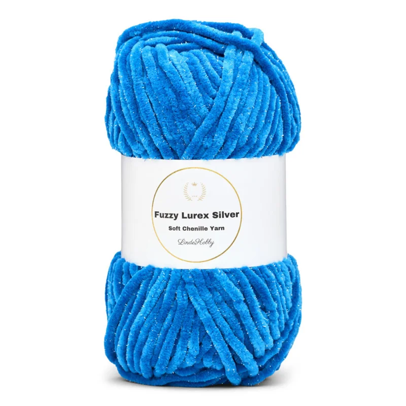 LindeHobby Fuzzy Chenille Silver Lurex 30 Sky blue
