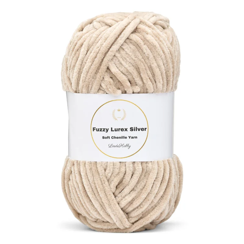 LindeHobby Fuzzy Chenille Silver Lurex 43 Oatmeal