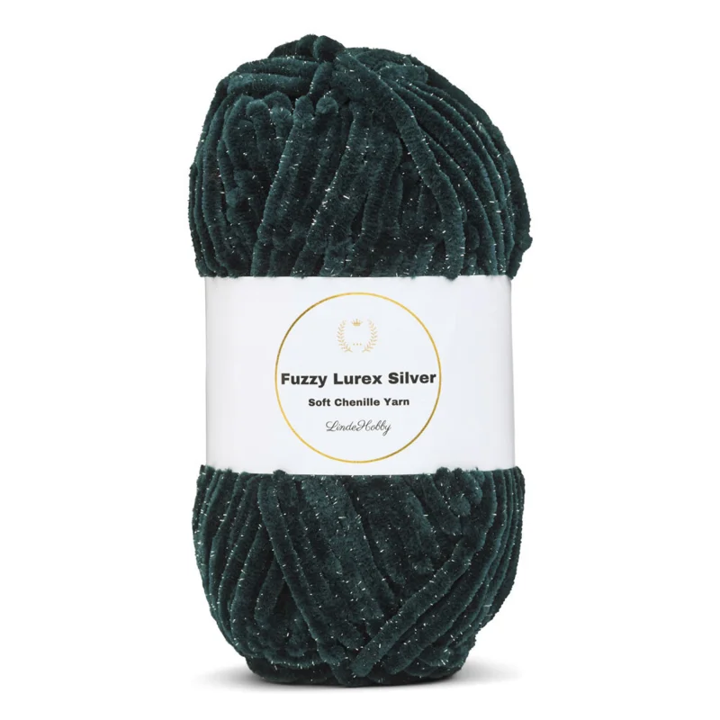 LindeHobby Fuzzy Chenille Silver Lurex 19 Dark green nepheline