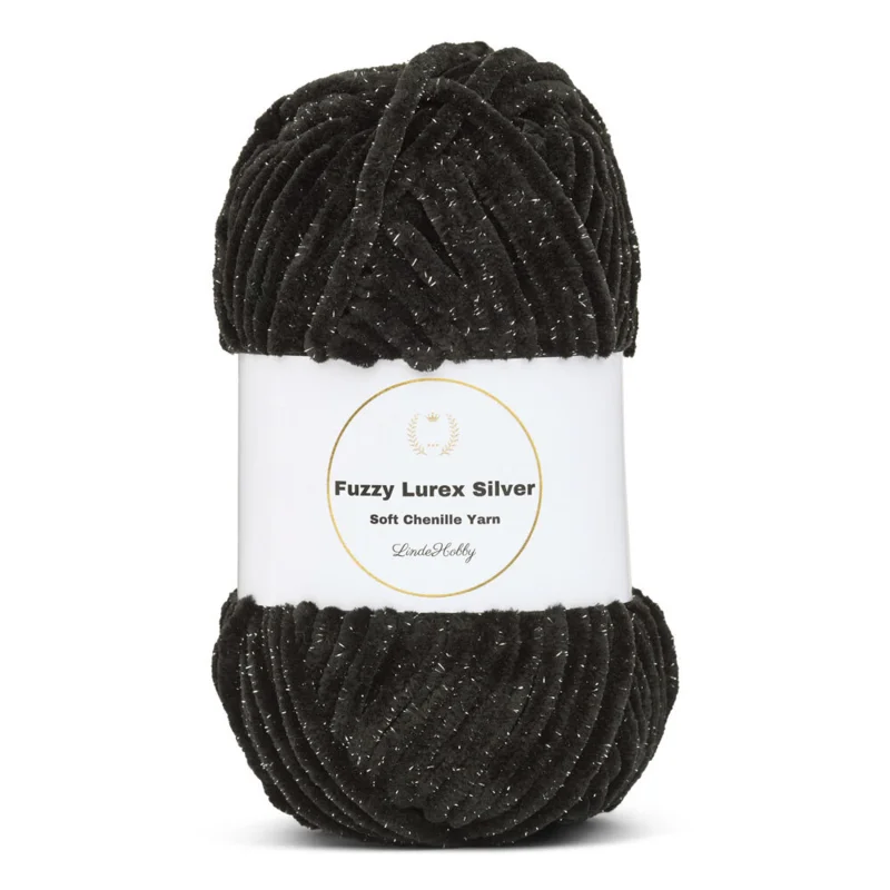 LindeHobby Fuzzy Chenille Silver Lurex 02 Black
