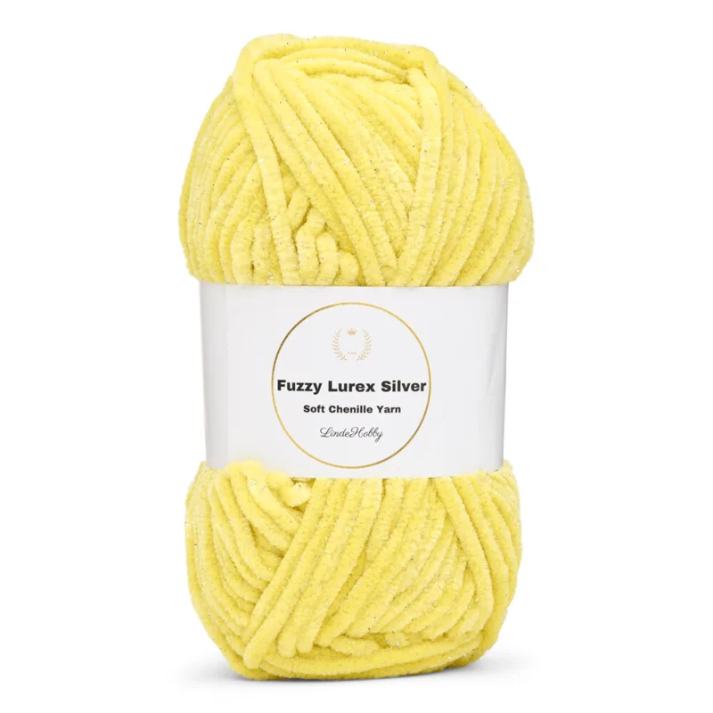 LindeHobby Fuzzy Chenille Silver Lurex 09 Yellow