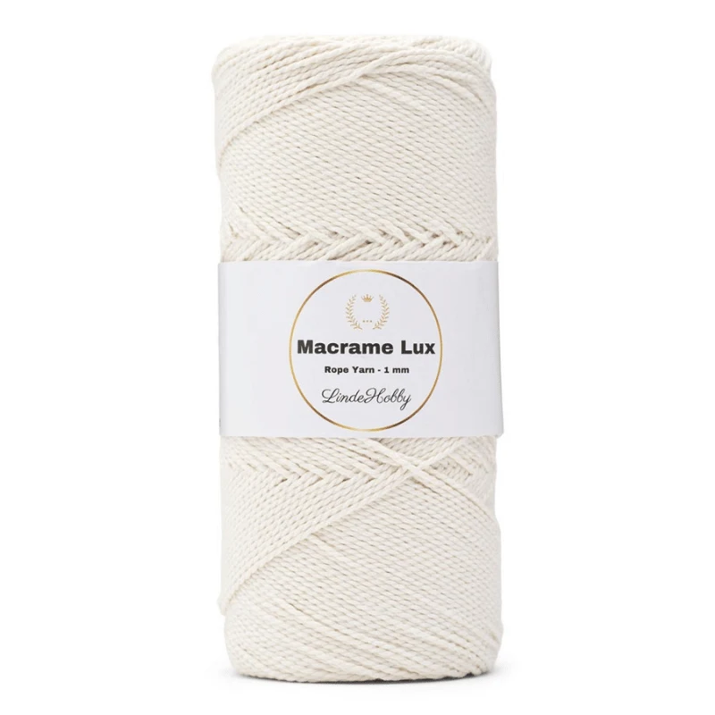 LindeHobby Macrame Lux, Rope Yarn, 1 mm 01 Sugar white