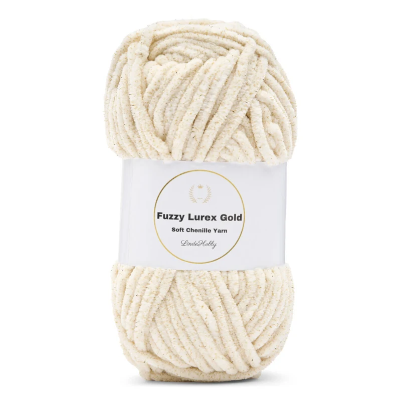 LindeHobby Fuzzy Chenille Gold Lurex 10 Cream (light beige)