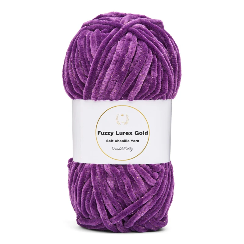LindeHobby Fuzzy Chenille Gold Lurex 40 Purple
