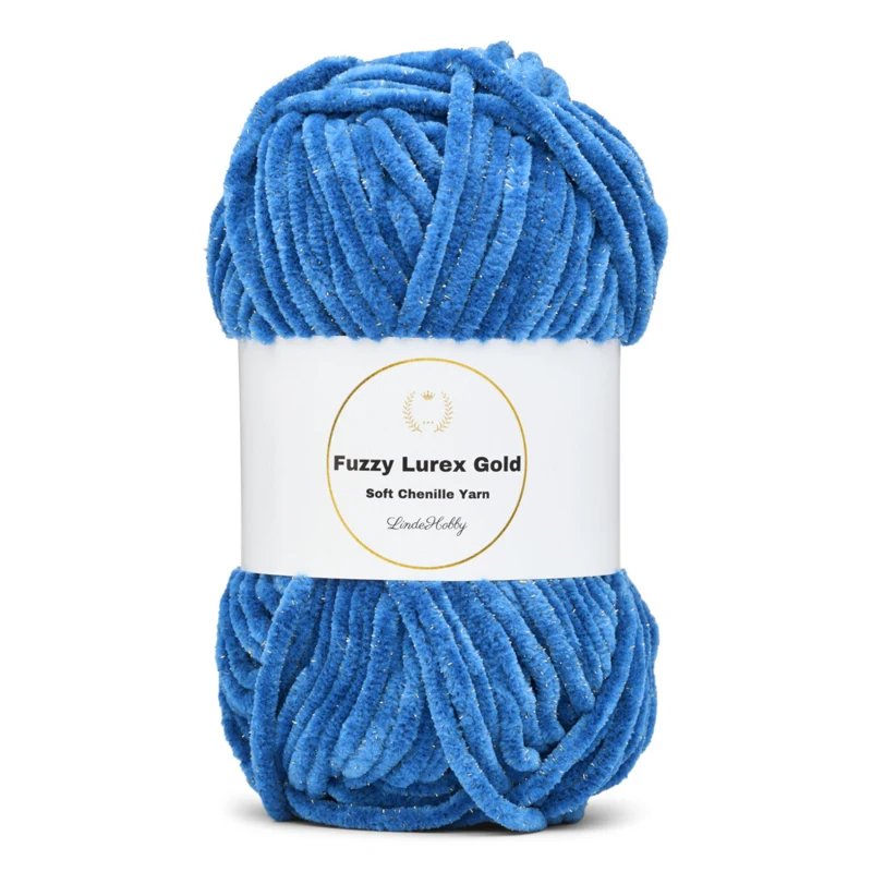 LindeHobby Fuzzy Chenille Gold Lurex 36 Blue