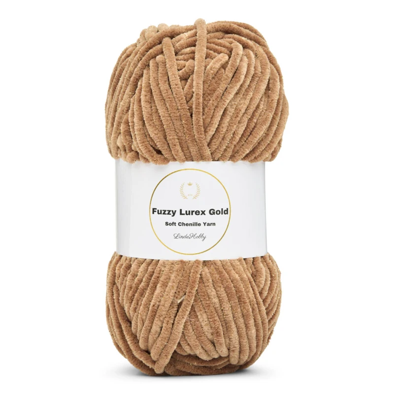 LindeHobby Fuzzy Chenille Gold Lurex 22 Nescafe