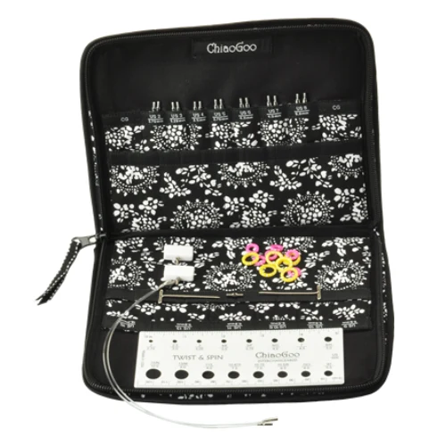 ChiaoGoo Interchangeable Circular Needle Set, Spin Bamboo, Complete, 10 cm