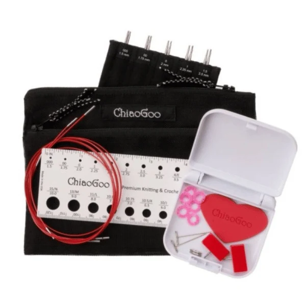 ChiaoGoo Interchangeable Circular Needle Set Twist Red Lace, Mini, 10 cm