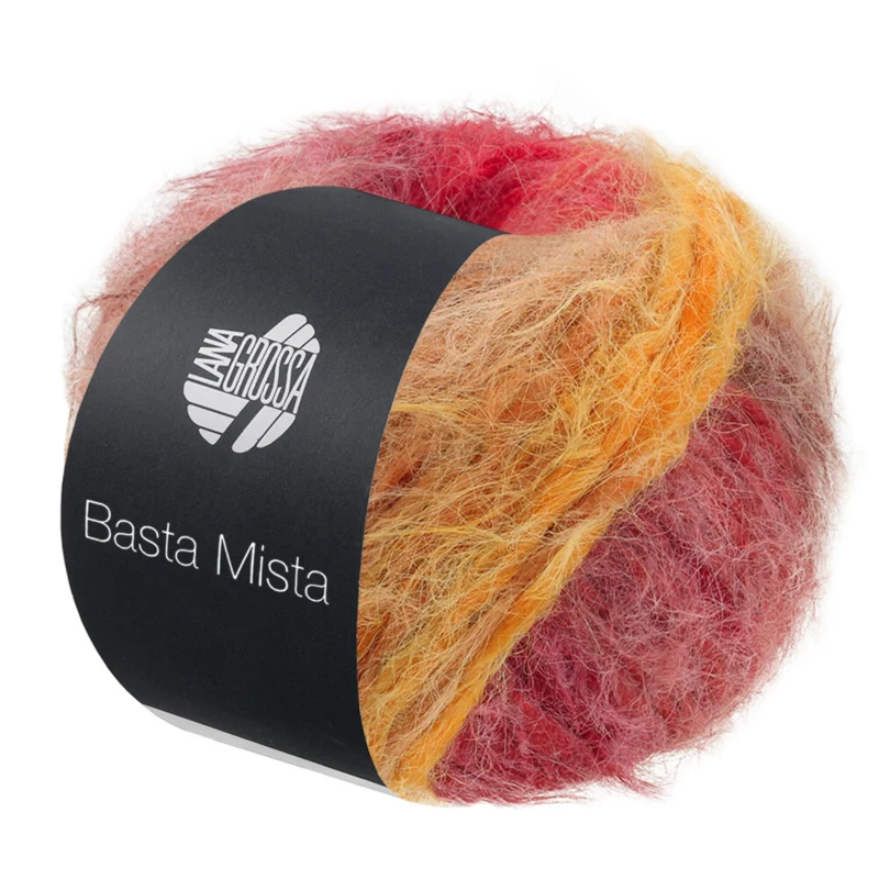 Lana Grossa Basta Mista 124 Grey brown/camel/saffron yellow/orange/grey red/dark red/red