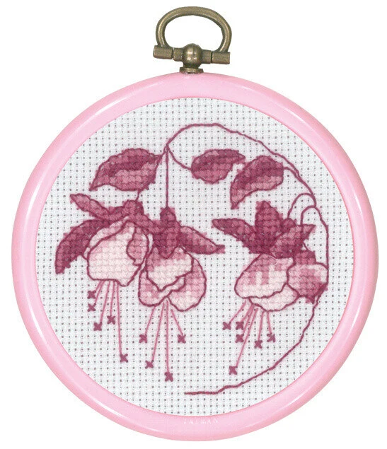 Embroidery Kit Rose Fuchsia 8 cm / 3.15 in dia.