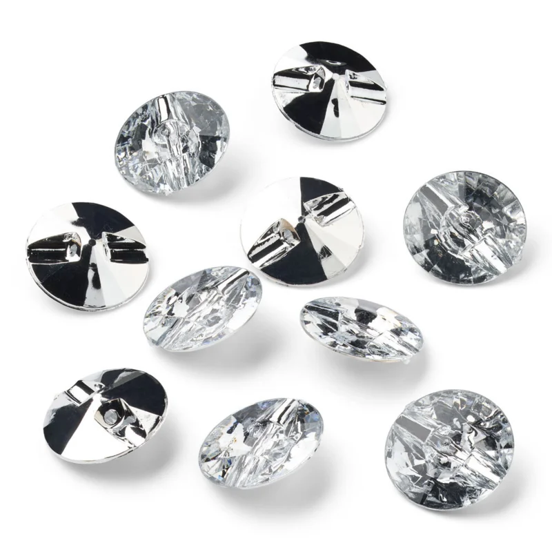 LindeHobby Crystal Buttons, Clear, 20 mm, 10 pcs