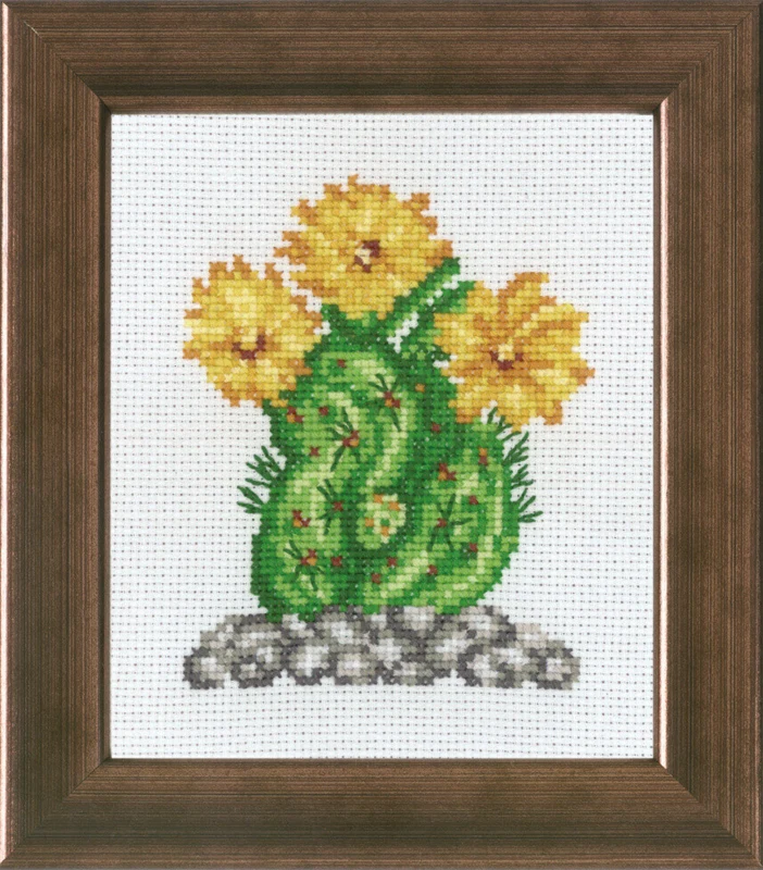 Embroidery Kit Cactus w/ yellow R5380 10 x 12 cm / 3.94 x 4.72 in