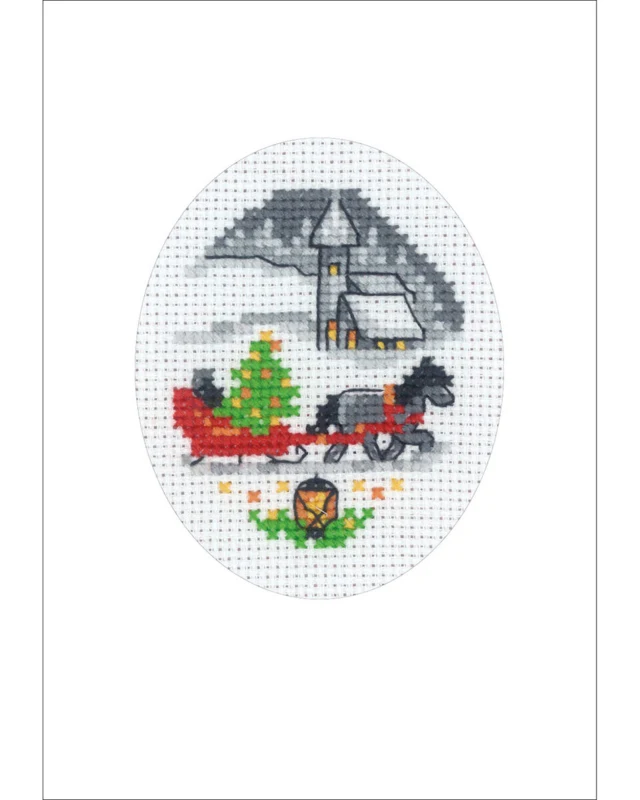 Embroidery Kit Kane Christmas Card 9 x 13 cm / 3.54 x 5.12 in
