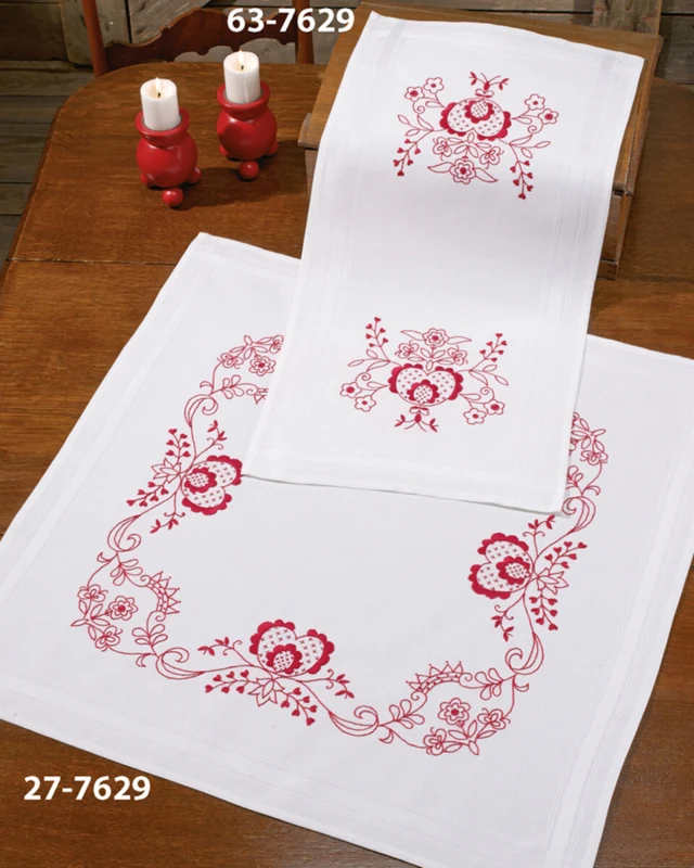 Embroidery Kit Folk Art in Red 80 x 80 cm / 31.5 x 31.5 in