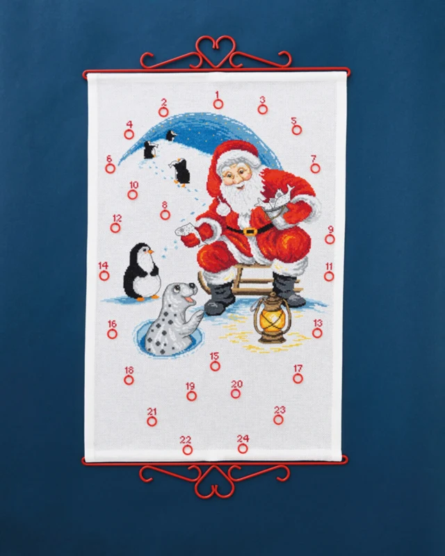 Embroidery Kit Santa Claus & Penguins 40 x 60 cm / 15.75 x 23.62 in B5125/40