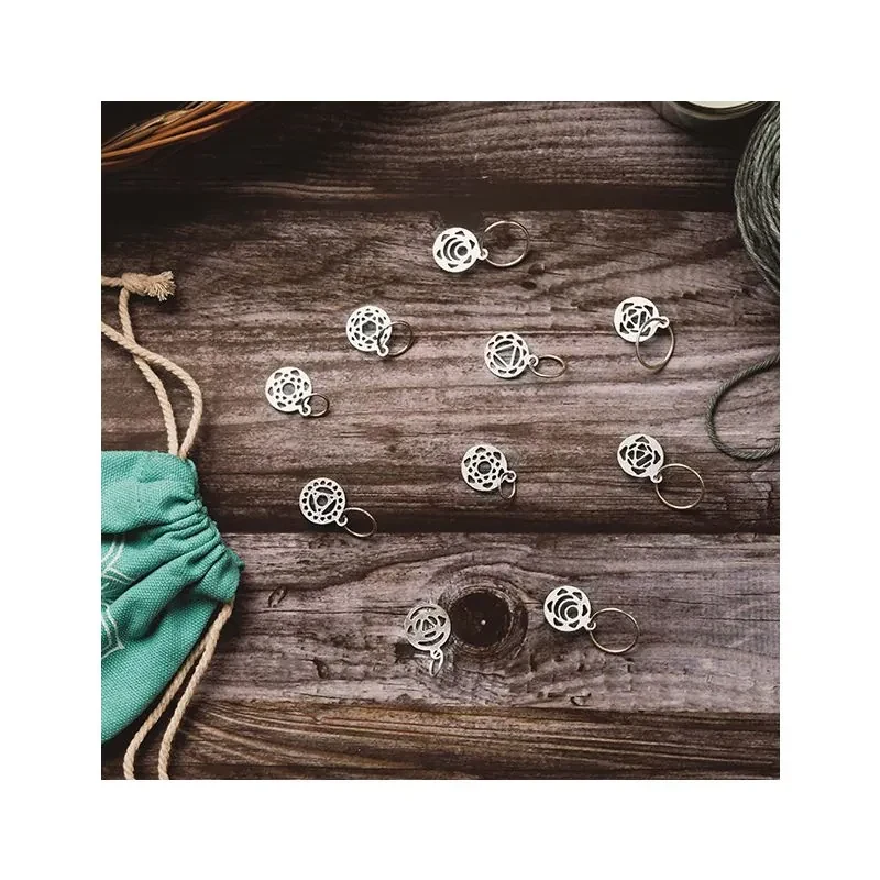 KnitPro Chakra Stitch Markers, Silver