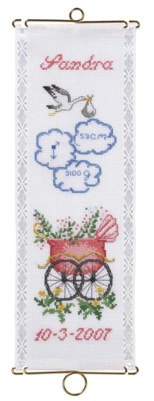 Embroidery Kit Christening Sandra 12 x 35 cm / 4.72 x 13.78 in with 5188/12