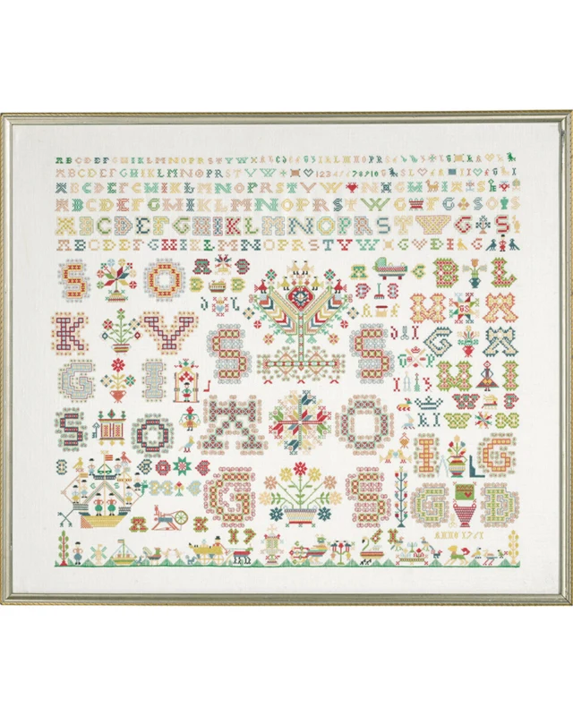 Embroidery Kit Antique sampler 64 x 54 cm / 25.2 x 21.26 in R5531