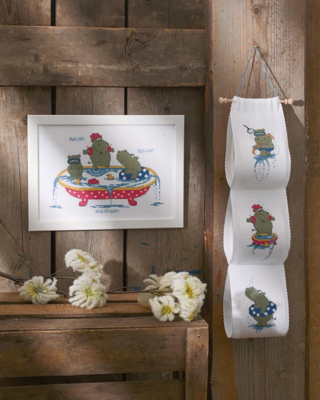 Embroidery Kit Hippopotamus 12 x 63 cm / 4.72 x 24.8 in
