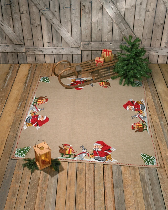 Embroidery Kit Santa Claus with animals 170 x 170 cm / 67 x 67 in