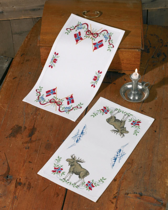 Embroidery Kit Greetings from Norway Flag 25 x 48 cm / 10 x 19 in
