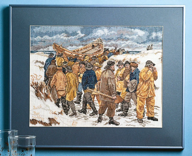 Embroidery Kit Rescue Boat 47 x 38 cm / 19 x 15 in