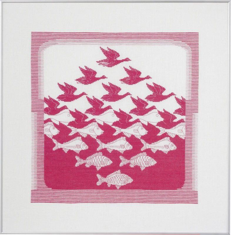 Embroidery Kit Bird/fish pink R5988 57 x 55