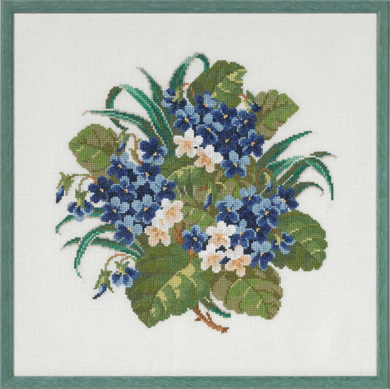 Embroidery Kit Bouquet with violets 37 x 37 cm / 14.57 x 14.57 in