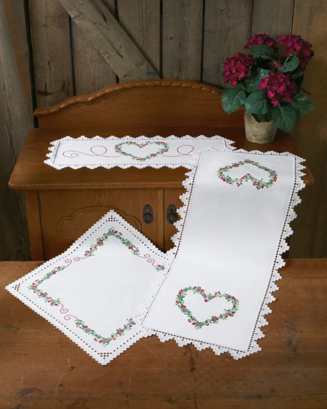 Embroidery Kit Hardanger with winter berries 40x95 cm / 15.75x37.4 in