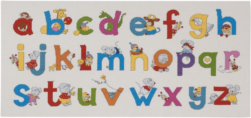 Embroidery Kit Happy Friends ABC R5391 30 x 65 cm / 11.81 x 25.59 in