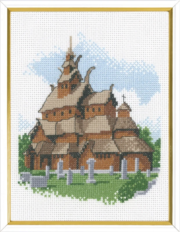 Embroidery Kit Stave Church R5611 17 x 22 cm / 6.69 x 8.66 in