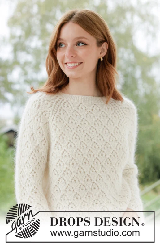 266-1 Lace Diamond Sweater by DROPS Design