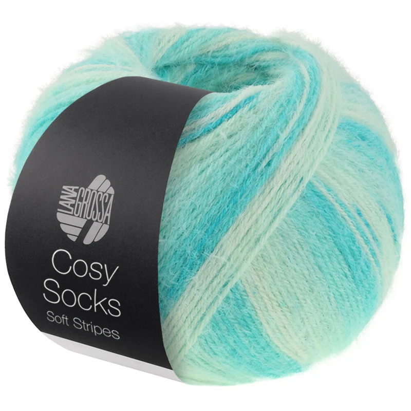 Lana Grossa Cosy Socks Soft Stripes 102 Jade/light green/white green/off white