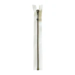 YKK Divisible Metal Zip 4 mm (25-65 cm) 841 Ecru, Antique brass
