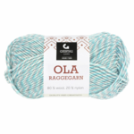 Gjestal Ola Raggegarn 715 White/caribbean blue/powder blue mouliné