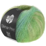Lana Grossa Silkhair Print 439 Yellow-/white-/olive green/turquoise
