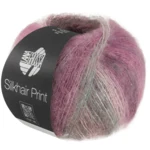 Lana Grossa Silkhair Print 436 Taupe/mint green/light beige/cyclamen/burgundy