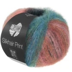 Lana Grossa Silkhair Print 438 Light red/turquoise blue/blue violet/green/grey