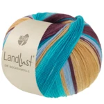 Lana Grossa Landlust Die Sockenwolle 134 Light blue/Sand yellow/Turquoise/Petrol/Blackberry striped