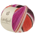 Lana Grossa Landlust Die Sockenwolle 135 Grey brown/Fuchsia/Ecru/Terracotta/Orchid striped