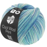 Lana Grossa Cool Wool Print 844 Turquoise/Light blue/Azure blue/Off-white