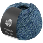 Lana Grossa Vintage Socks 1014 Navy/turquoise/grey/midnight blue heathered